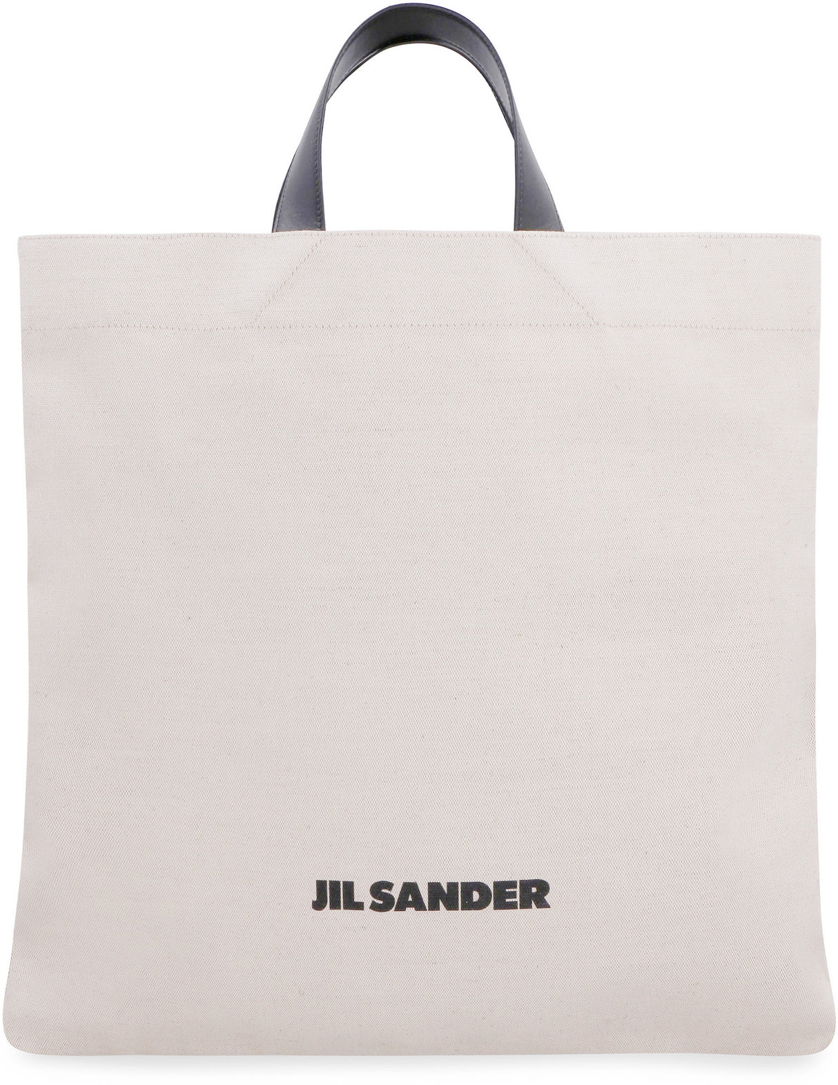 JIL SANDER Men's Ivory Canvas Tote Bag with Front Logo Print