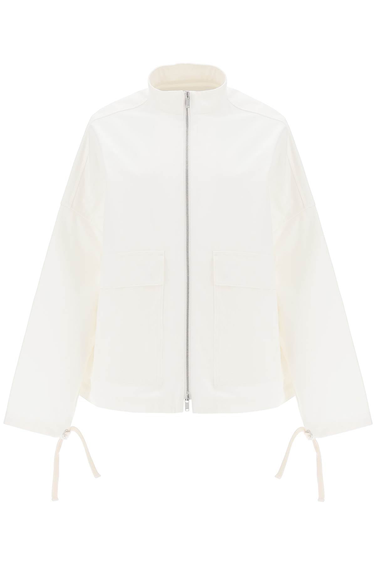 JIL SANDER Oversized Blouson Jacket in Pure Cotton Canvas - White