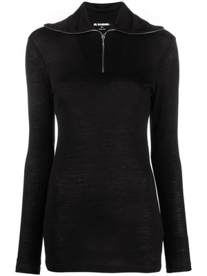 JIL SANDER Classic Black Turtle Neck Top for Women