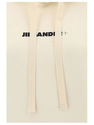 JIL SANDER Beige Hoodie with Bold Logo