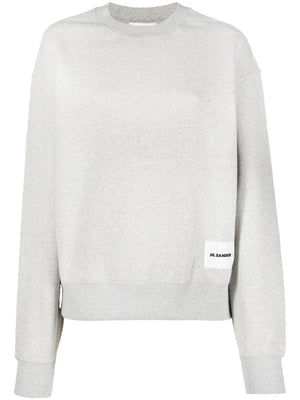 JIL SANDER Light Grey Cotton Fleece Sweater for Women - FW24