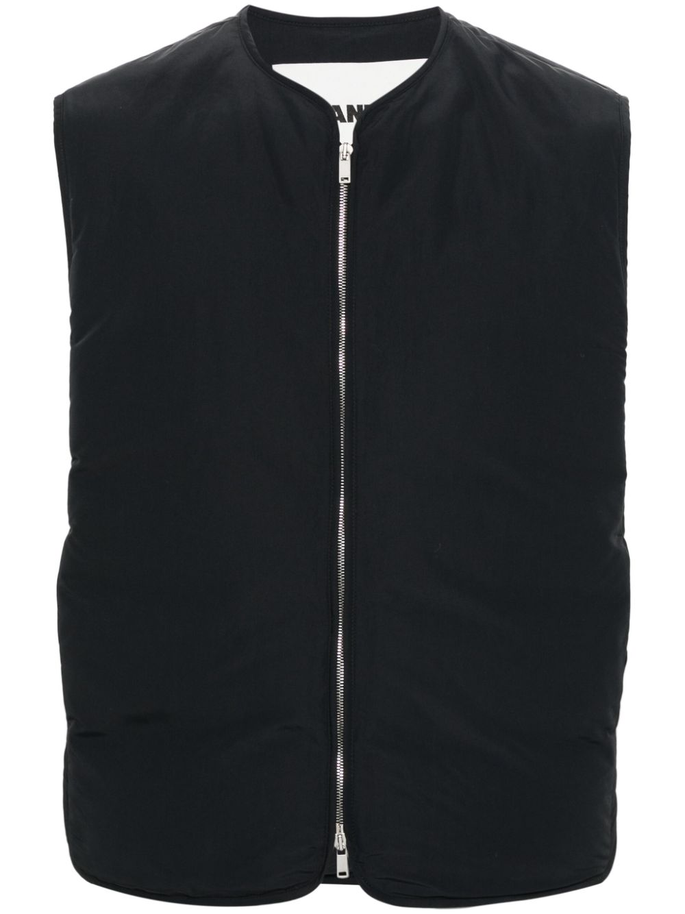 JIL SANDER Men's Black Padded Vest with Recycled Materials and Sustainable Design for SS24
