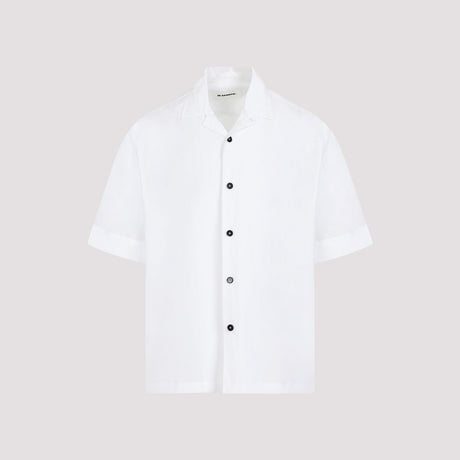 JIL SANDER French Blue Cotton Shirt with Short Sleeves for Men
