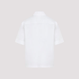 JIL SANDER French Blue Cotton Shirt with Short Sleeves for Men