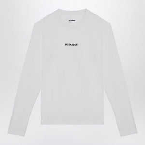 JIL SANDER Porcelain Cotton Crew-Neck Sweater with Logo Detail