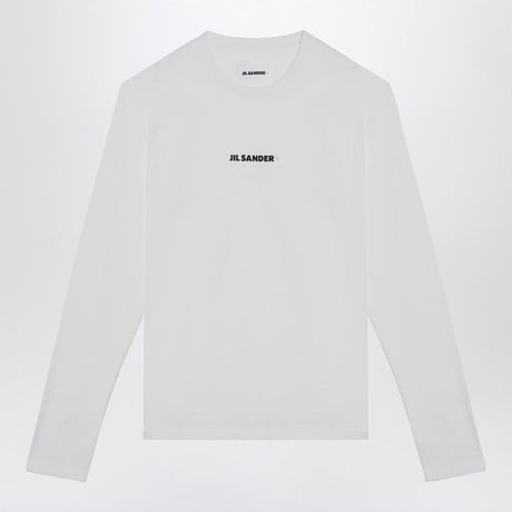 JIL SANDER Porcelain Cotton Crew-Neck Sweater with Logo Detail