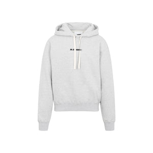 JIL SANDER Powder Green Cotton Sweatshirt with Hood and Logo for Men - FW23 Collection