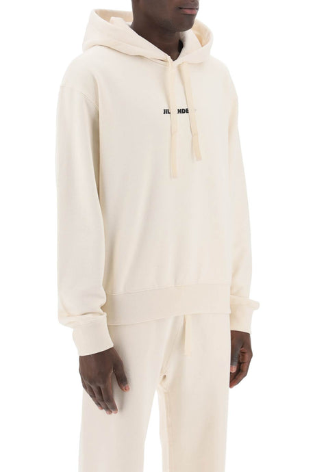 JIL SANDER Powder Green Cotton Sweatshirt with Hood and Logo for Men - FW23 Collection