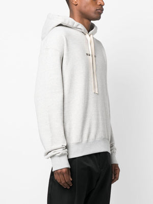 JIL SANDER Heather Grey Cotton Logo Hoodie for Men