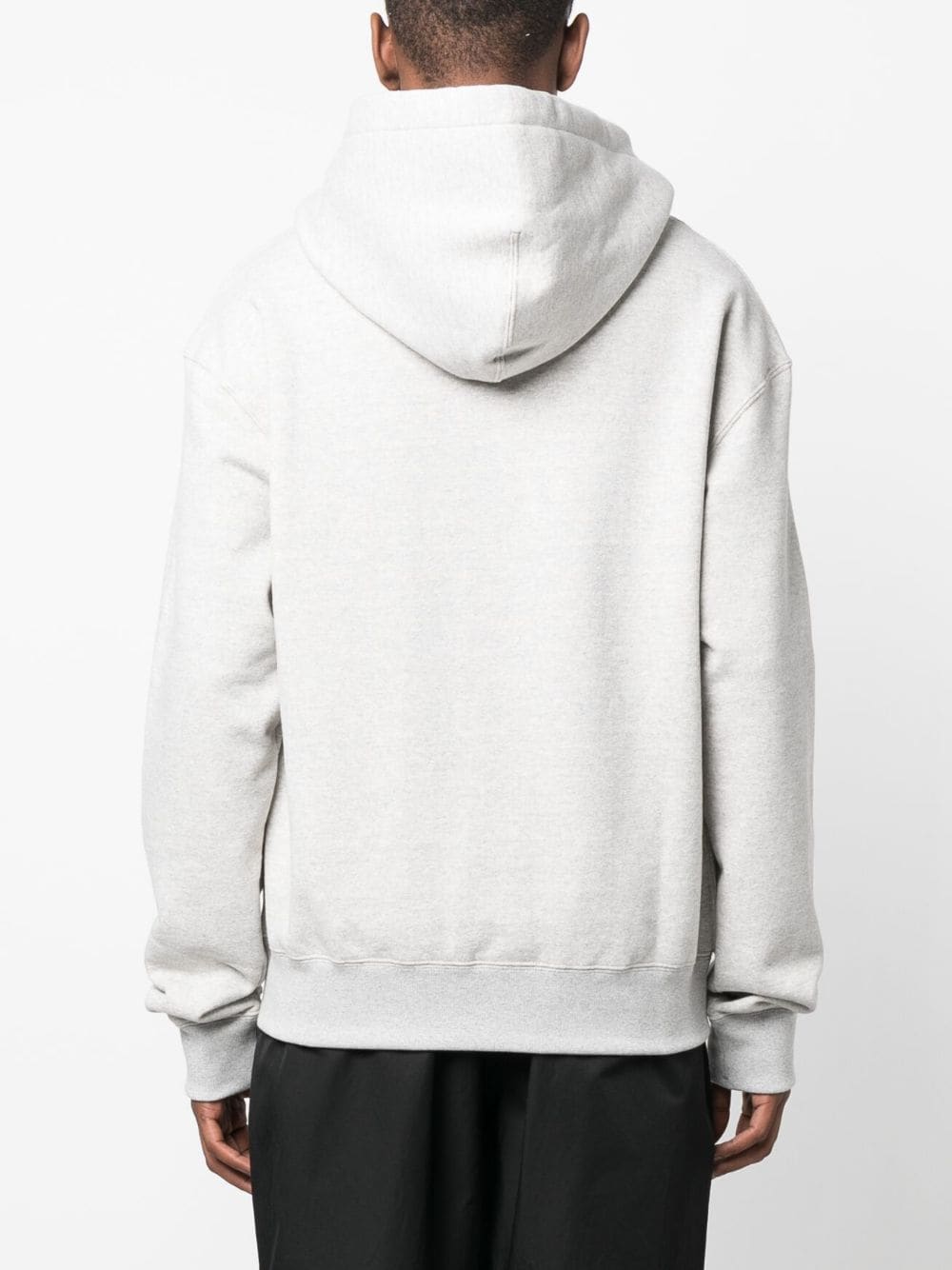 JIL SANDER Heather Grey Cotton Logo Hoodie for Men