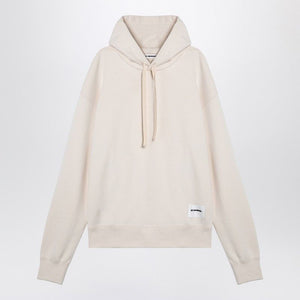 JIL SANDER  IVORY SWEATER WITH LOGO PATCH