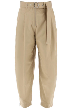 JIL SANDER Men's Beige Cotton Pants with Removable Belt for SS24