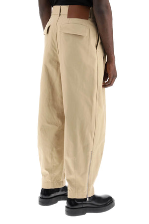 JIL SANDER Men's Beige Cotton Pants with Removable Belt for SS24