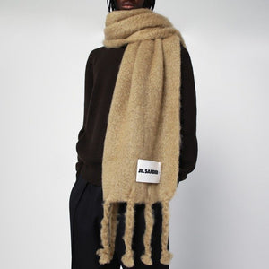 JIL SANDER  BEIGE MOHAIR BLEND SCARF