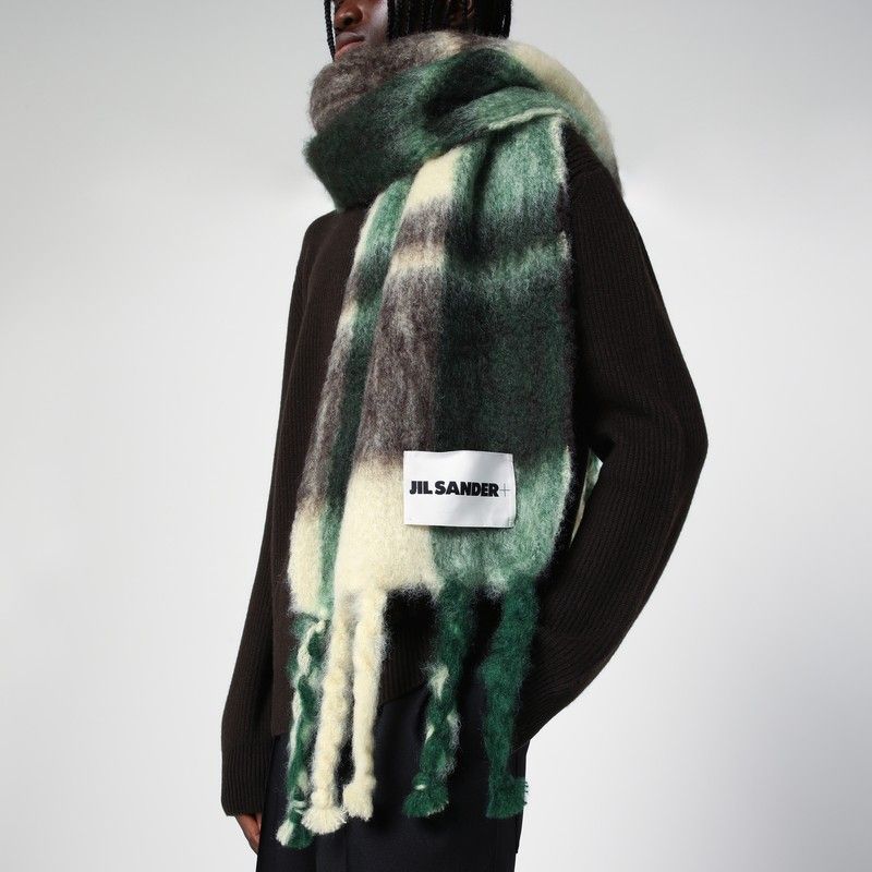 JIL SANDER  YELLOW/BROWN/GREEN MOHAIR BLEND SCARF