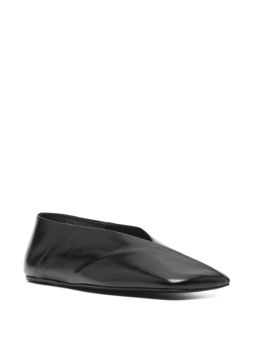 JIL SANDER Elegant Black Leather Ballet Flats