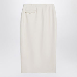 MARGAUX LONNBERG Brown Wool-Blend Midi Skirt with Front Buttons and Pockets