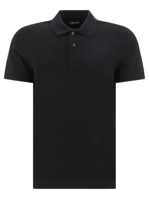 TOM FORD Men's Black Piqué Polo Shirt for SS24