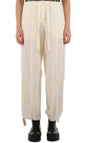 JIL SANDER White Drawstring Trousers for Women - Crinkle Effect, Relaxed Fit, Wide Leg