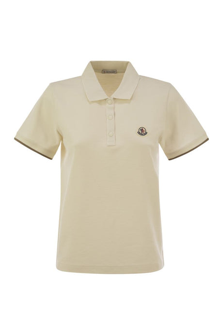 MONCLER Cotton Piqué Polo Shirt with Logo Patch - Women's