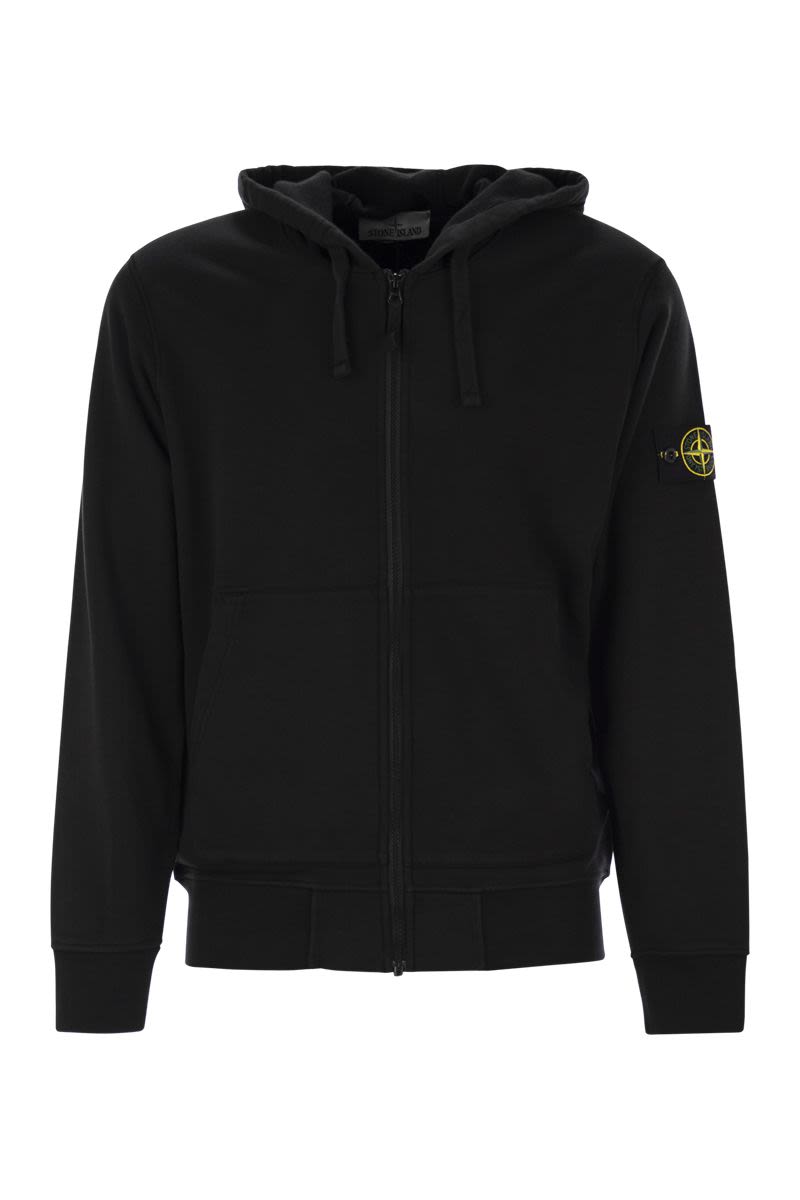 STONE ISLAND Men's Zip-Up Hoodie with Drawstring Hood