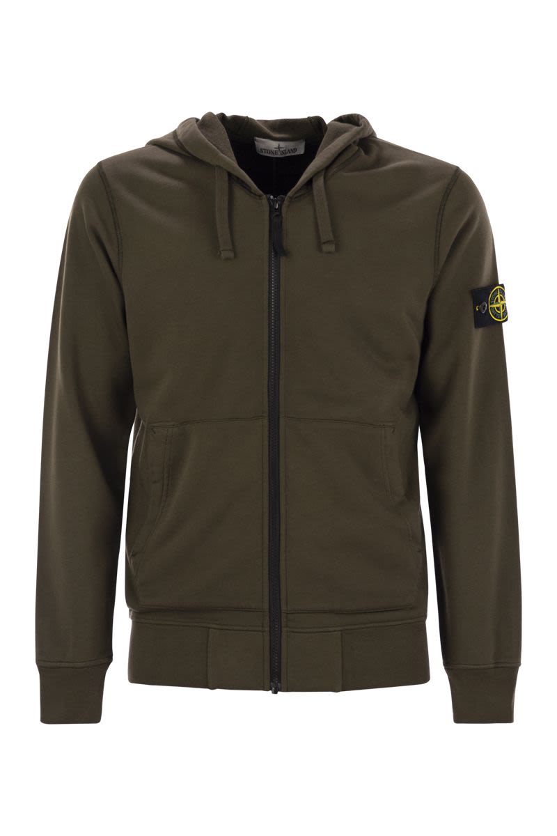 STONE ISLAND Men's Zip-Up Hoodie with Drawstring Hood