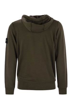 STONE ISLAND Men's Zip-Up Hoodie with Drawstring Hood