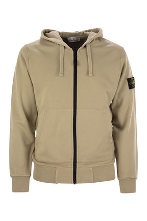 STONE ISLAND Men's Zip-Up Hoodie with Drawstring Hood