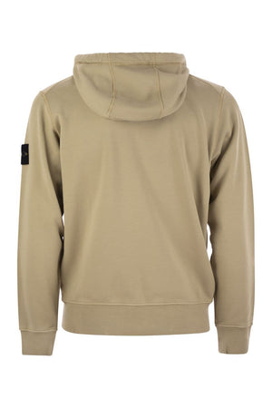 STONE ISLAND Men's Zip-Up Hoodie with Drawstring Hood