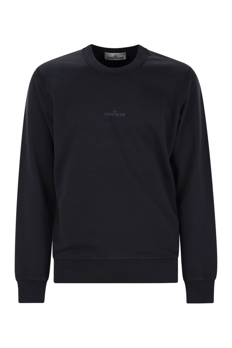 STONE ISLAND Crewneck Sweatshirt with Institutional Five Print - Regular Fit