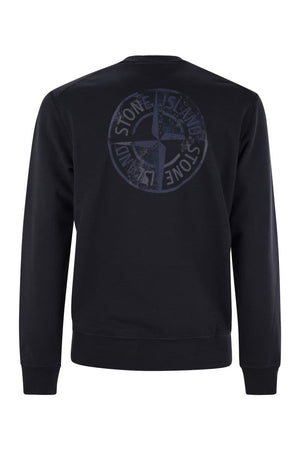 STONE ISLAND Crewneck Sweatshirt with Institutional Five Print - Regular Fit