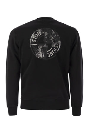 STONE ISLAND Crewneck Sweatshirt with Institutional Five Print - Regular Fit