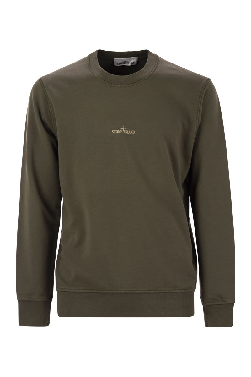 STONE ISLAND Crewneck Sweatshirt with Institutional Five Print - Regular Fit