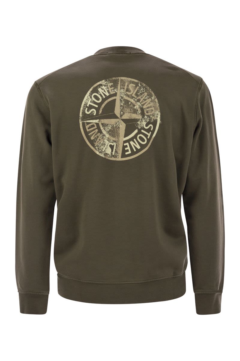 STONE ISLAND Crewneck Sweatshirt with Institutional Five Print - Regular Fit