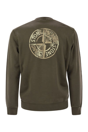 STONE ISLAND Crewneck Sweatshirt with Institutional Five Print - Regular Fit