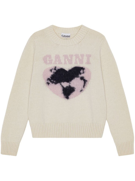 GANNI Graphic Wool Mix O-Neck Sweater