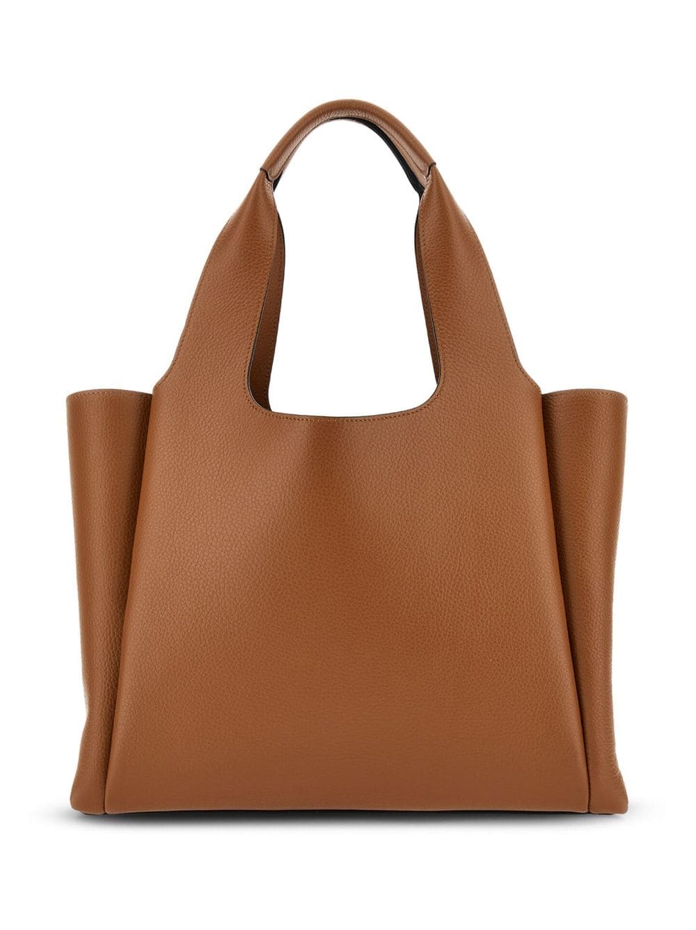 HOGAN Chic Cognac Brown Medium Leather Tote with Signature Detail