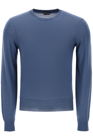 TOM FORD Men's Light Silk-Cashmere Sweater in Blue for Spring/Summer 2024