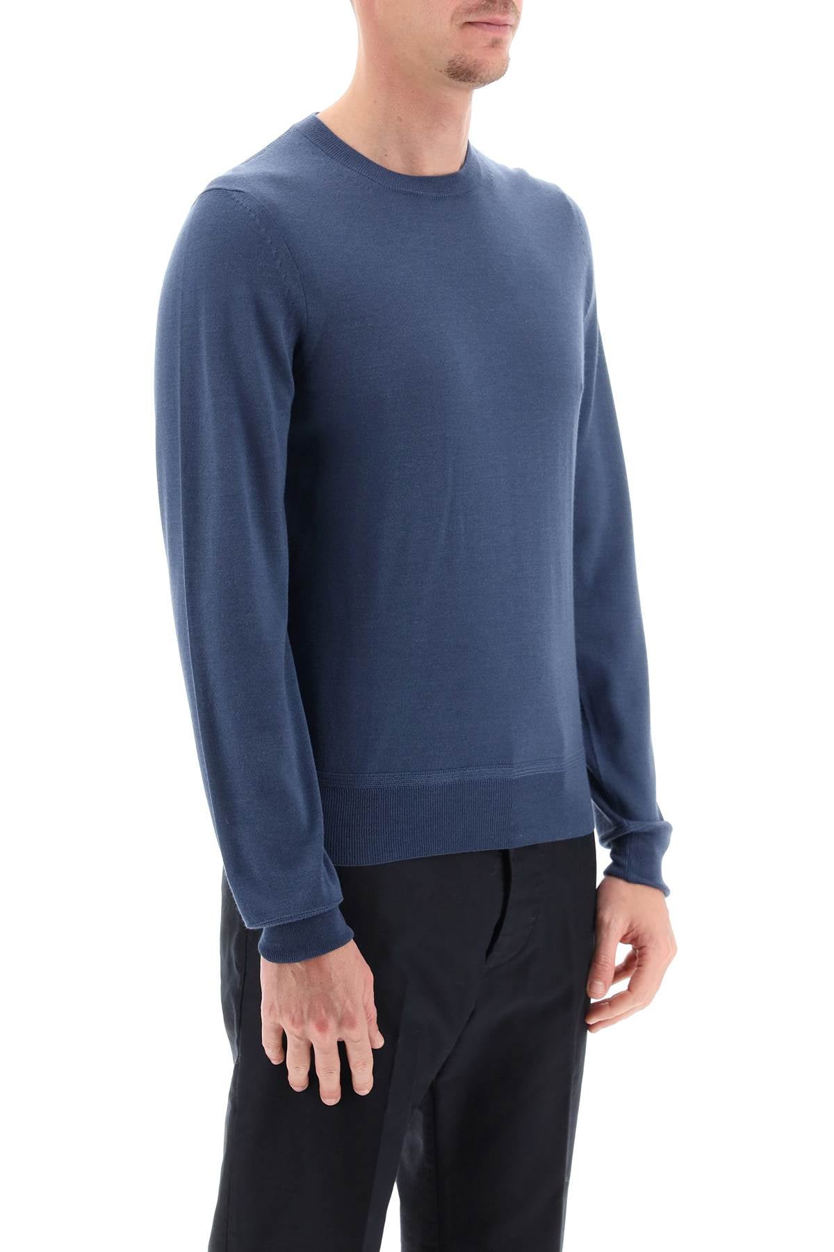 TOM FORD Men's Light Silk-Cashmere Sweater in Blue for Spring/Summer 2024