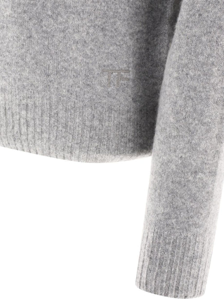 TOM FORD Luxurious Grey Cashmere Crewneck Sweater