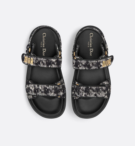 DIOR Classic Black Tweed Sandals for Women - SS24 Collection
