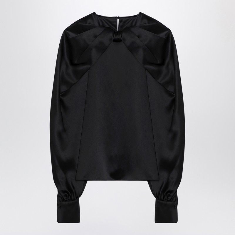 MAX MARA PIANOFORTE Elegant Silk Satin Blouse with Criss-Cross Detail