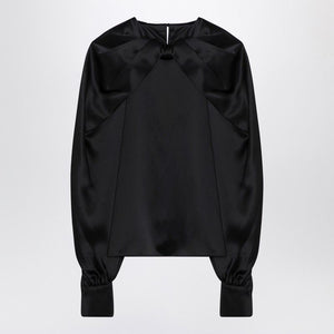 MAX MARA PIANOFORTE Elegant Silk Satin Blouse with Criss-Cross Detail