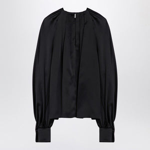 MAX MARA PIANOFORTE Elegant Silk Satin Blouse with Criss-Cross Detail