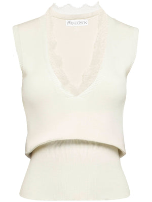 JW ANDERSON Lace Trim V Neck Mini Vest