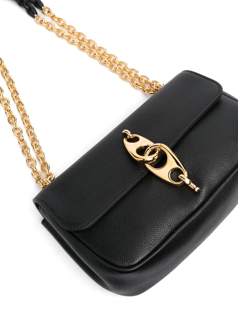 TOM FORD Modern Luxury Leather Shoulder Handbag with Engraved Logo and Gold-Tone Hardware