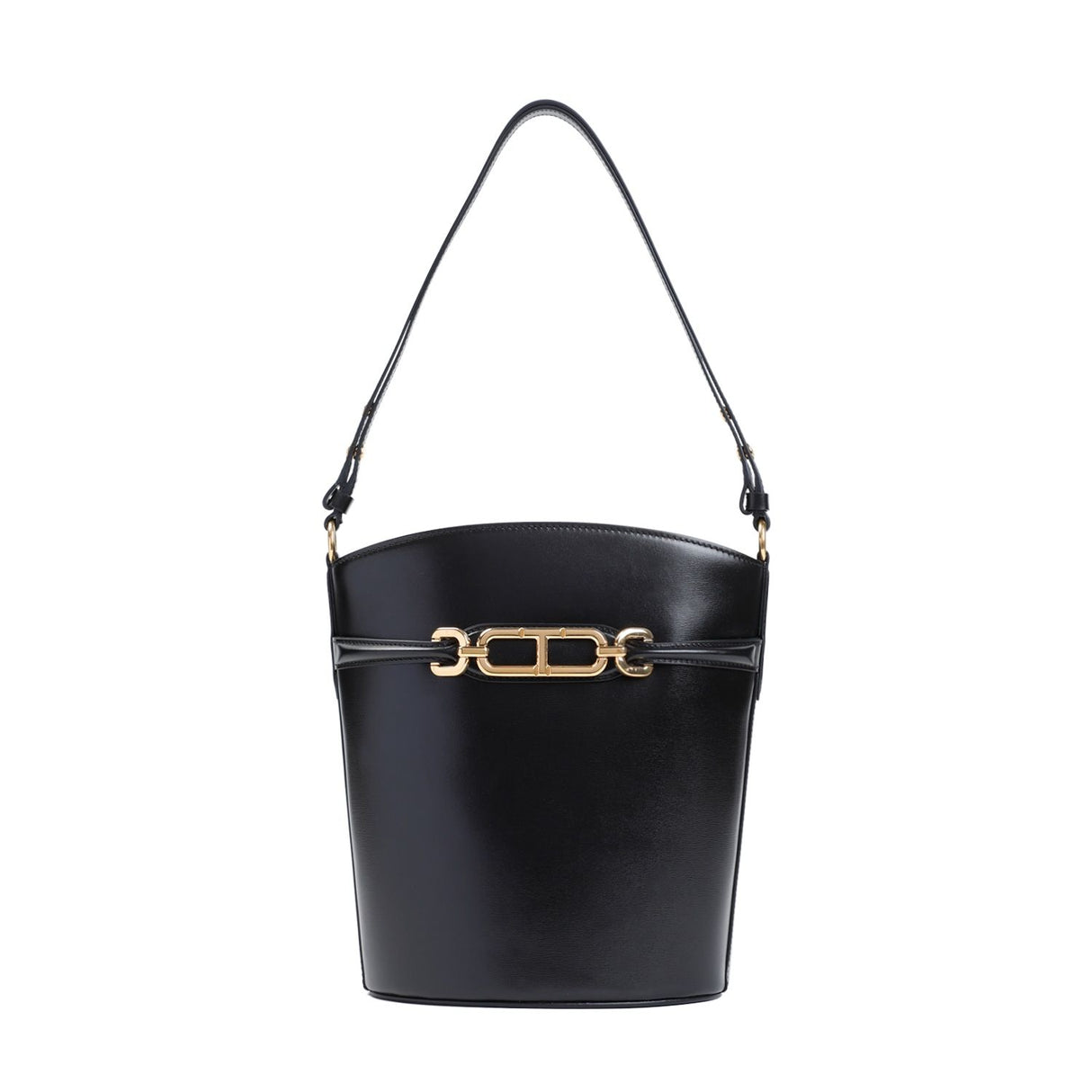 TOM FORD Elegant Mini Bucket Bag in Black Calf Leather - 20x24x14cm