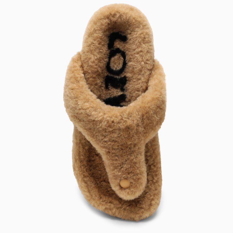 LOEWE Cozy Chic Beige Shearling Sandal for Women - FW23 Collection