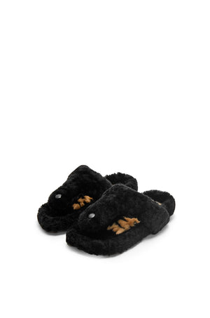 LOEWE Luxurious Shearling Sandals for Women in Black
