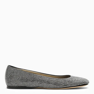 LOEWE Black Ballerina Leather Flats with Rhinestones for Women